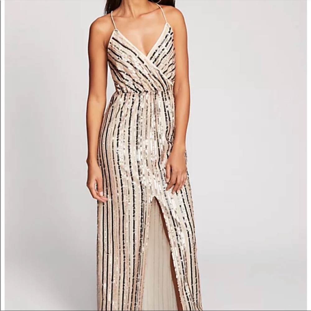 Saylor Archer gold maxi dress EUC